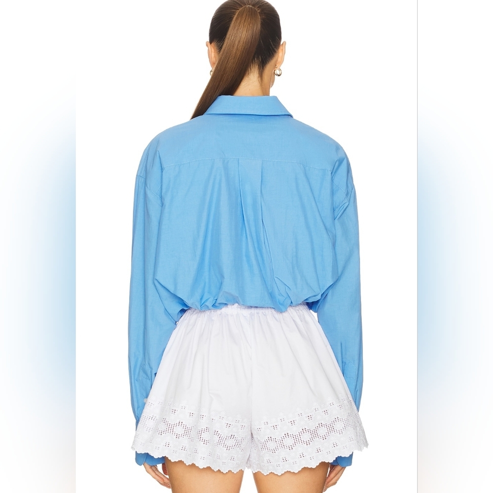 Helsa Bubble Shirt in Tech Poplin in Classic Blue - Picture 5 of 15